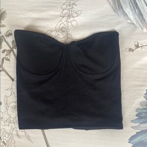 Joah brown Black Strapless Bustier Top